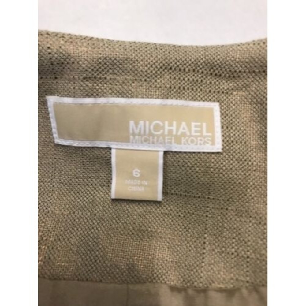 Michael Kors Women's Blazer Beige Linen Metallic Crop Fully Lined Size 6 - Picture 9 of 12